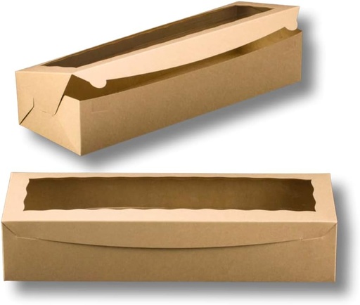 [BRSROYY3AV7BAAIZ] 12 Pack 20"x7"x4" Kraft Brown Bakery Box met helder display. Voedselkwaliteit materiaal voor bakkerij artikelen. Geschenkdoos voor Moederdag, Valentijnsdag, Verjaardag, Verjaardag (Kraft Brown)